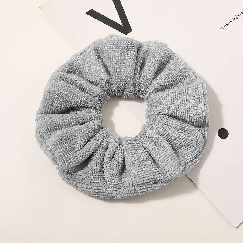 Sweet Absorbent Plush Towel Hair Ring Solid Color Winter Warm Soft Hair Ties Women Girls Scrunchies Rubber Band Hair Accessories head scarves for women