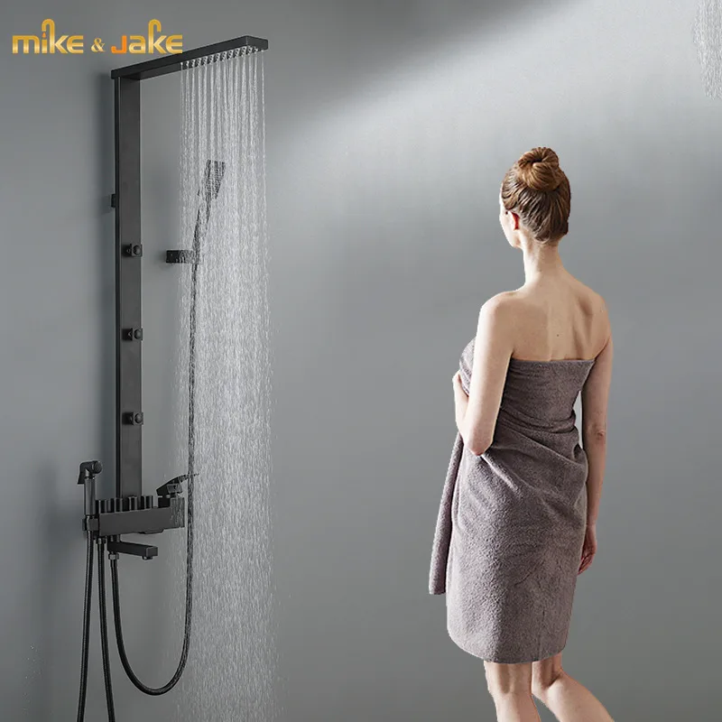 Badkamer Luxe Zwarte Douche Set Met Bidet Bad 4 Functies Showerset Badkamer Douche Kraan Bad Kraan Bericht Douche Aliexpress