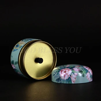 

Japanese Style Flower Round Metal Case Wedding Favor Organizer Container Mini Tin Loose Tea Coffee Candy Storage Box
