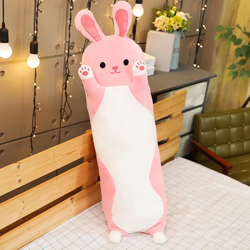 rabbit 70-120 см Мультяшные Животные Динозавр Единорог Кот Свинья Плюшевые игрушки Мягкая длинная подушка для сна куклы дети девочки подарок на день рождения - Цвет: rabbit