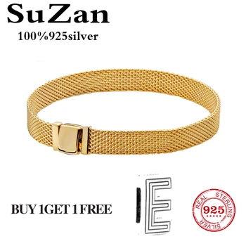 

FIT original authentic 100% 925 sterling silver pan charm chain bracelet for women fashion classic luxury jewelry snake bracelet