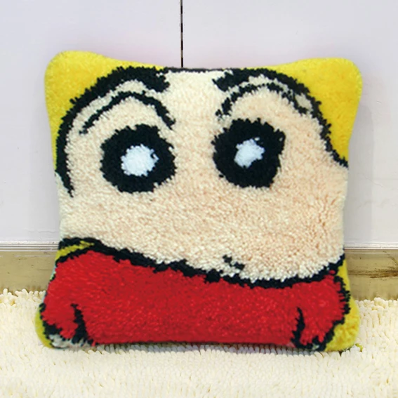 DIY Cartoon Anime Hook Rug Kit DIY Pillowcase Crocheting Cushion Carpet Unfinished Crocheting Yarn Mat Latch Hook Rug Kit Floor - Цвет: BZ175 43x43cm