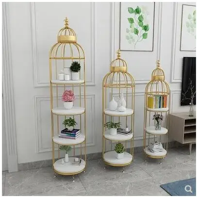 

Nordic birdcage flower frame Living room simple modern multi-storey shelving metal clapboard display design storage frame