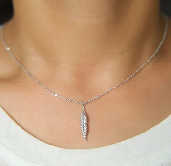 

25mm pendant long shinny silver jewelry 100% 925 sterling silver girl women feather pendant necklace