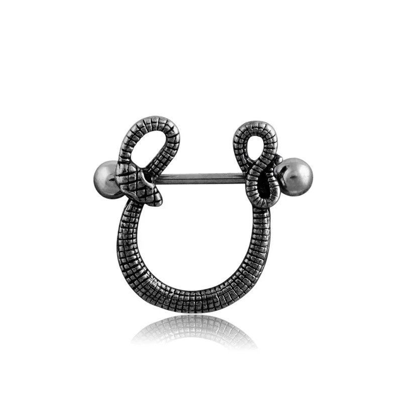 Sexy Snake Type Stainless Steel Nipple Ring Piercing Bar Lips Body