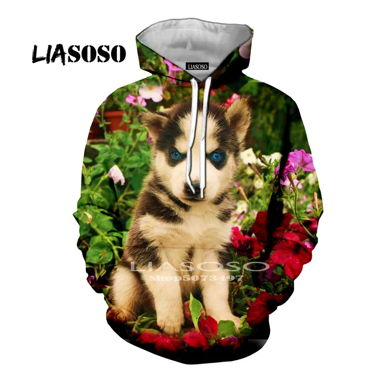 LIASOSO, Новинка осени, Мужская толстовка, 3D принт, животные, Сибирский хаски, толстовки с длинным рукавом, хип-хоп, топ, уличный пуловер, толстовка - Цвет: Оранжевый