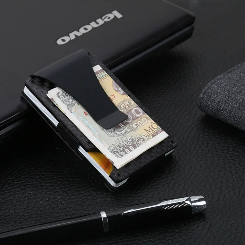 Модный тонкий карбоновый держатель для Карт RFID, не сканирующий металлический кошелек, мужской кошелек Carteira Masculina Billetera QB40
