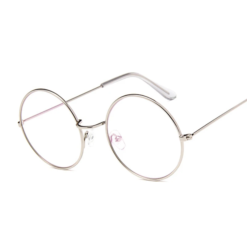 Classic Gold Round Metal Frame Clear Lens Glasses