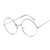 Lunettes rondes rondes pour femmes | Verres transparents mode or monture ronde métallique, lunettes optiques hommes femmes, monture de lunettes, faux verres ► Photo 2/6