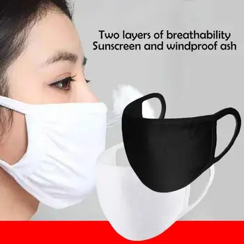 

1PC Unisex Black white Mask Soft Cotton blend Breathing Mask Anti-Dust Earloop Mouth Face Cover Outdoor Riding