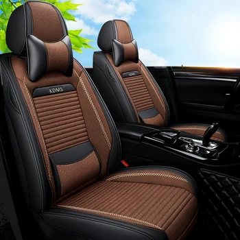 

Full Coverage PU Leather car seat cover flax fiber auto seats covers for VW santana passat cc teramont touareg suv phaeton