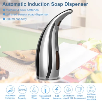 

300ml Liquid Soap Dispenser Smart Sensor Soap Dispenser Automatic Induction Foam Washing Hand Machine For Kitchen Bathroom