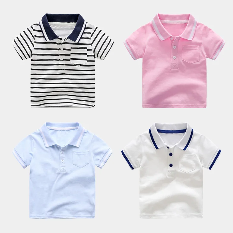 CHILDREN'S Polo Shirt Short Sleeve Men And Women Baby Summer New Products Korean-style Tops T-shirt Fashion BOY'S Girls Fold-dow