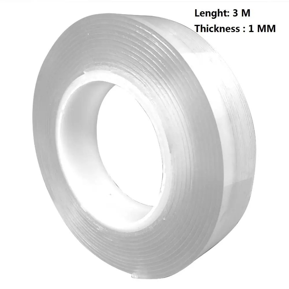 Двусторонняя лента многоразовая нано бесследная лента Съемная наклейка моющаяся клейкая петля диски галстук клей гаджет - Цвет: Transparent