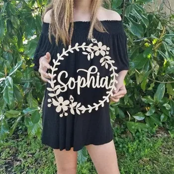 

Custom Wooden Wreath Name Sign For Nursery Room Decor, Personalized Wooden Name Wall Decor, Nursery Decoration