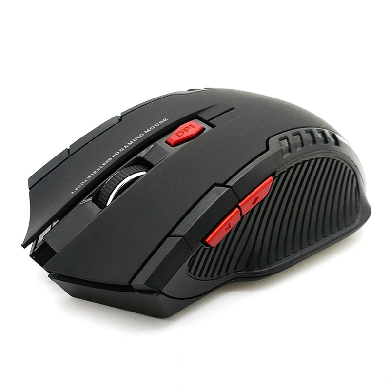 2.4Ghz Wireless Mouse With Usb Receiver For Pc Gaming Optical Mouse Without Battery Black Plastic