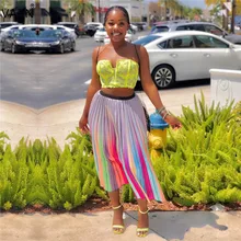 VAZN YD8094 Горячая отдых свободный молодой мода сексуальные женские плиссированные свободные длинные юбки леди шифон Джокер Плиссированное в стиле ампир юбки