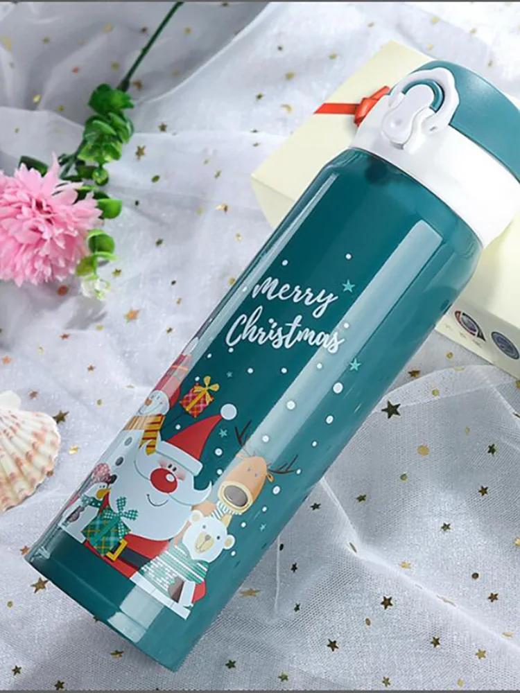 christmas Рождественский термос чашка милый подарок чашка для воды мультфильм подпрыгивающая чашка из нержавеющей стали для мужчин и женщин с чашками - Цвет: christmas