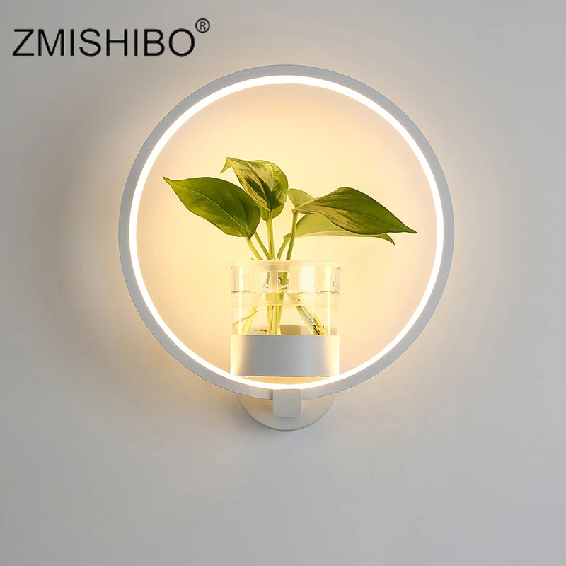 ZMISHIBO горшок для растений настенный светильник 18 Вт Декор Гостиная Спальня 220 В украшение дома круглый черный белый железобетон 3000K 4000K 6000K