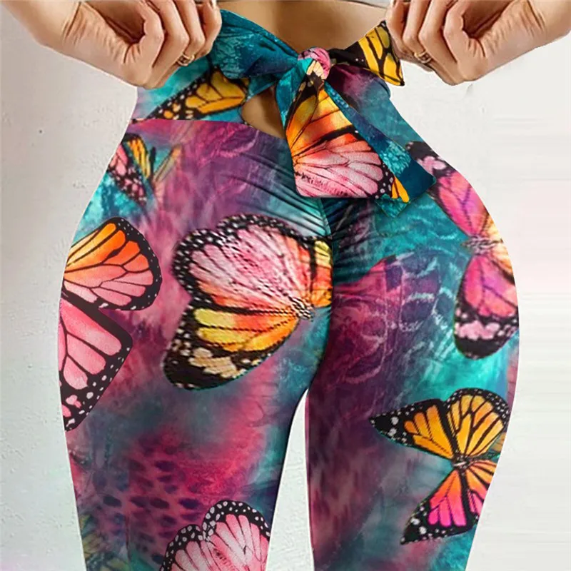 Bow Fitness Sport Yoga Pants Gym High Waist Push Up Summer Sexy Athletic Women Leggings Workout Running Seamless Tights Trousers