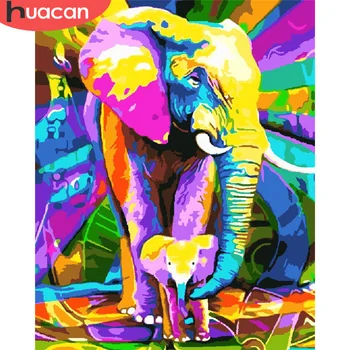 

HUACAN DIY Paint By Numbers Elephant Drawing On Canvas Gift Coloring By Number Animal Kits Hand Painted Painting Art Home Decor