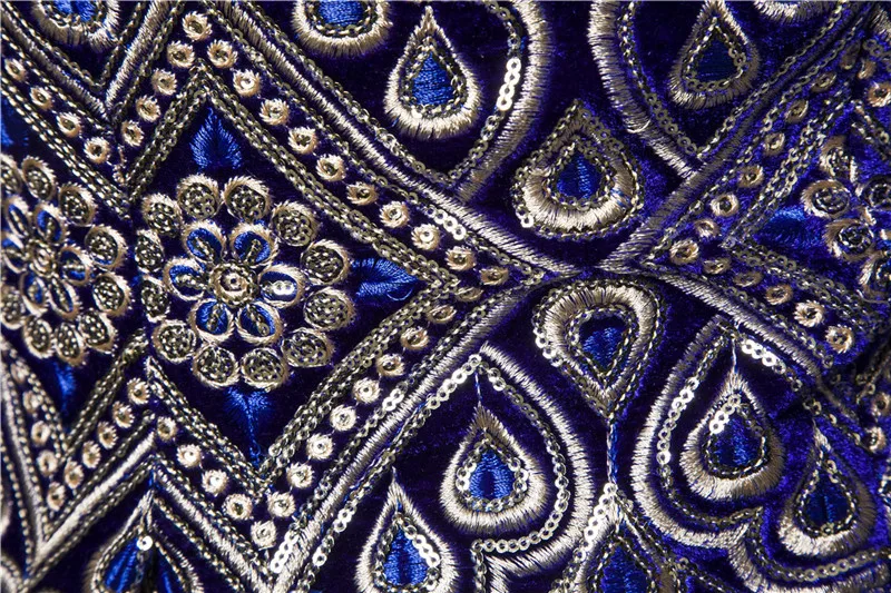 Синий бархатный мужской блейзер с цветочным принтом, роскошные свадебные костюмы с серебряной нитью и вышивкой на одной пуговице для