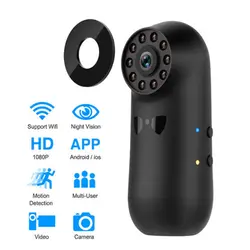 Мини камера Wi-Fi ночного видения камера видеонаблюдения широкоугольная Full HD 1080P микро маленькая камера с детектором движения Поддержка