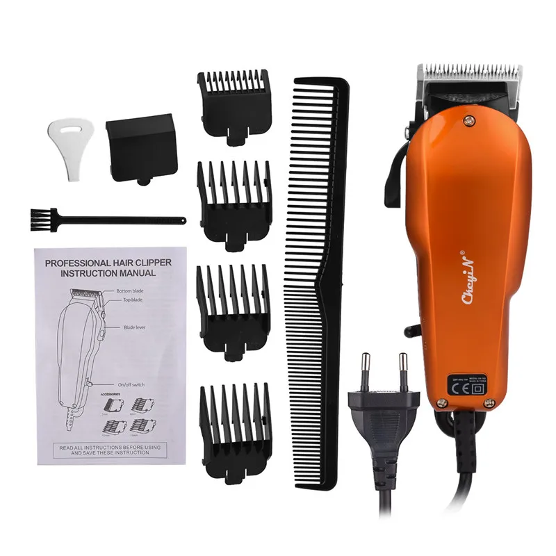 Ckeyin 220-240V Household Trimmer Professional Classic Haircut Corded Clipper for Men Cutting Machine with 4 Attachment Combs 40