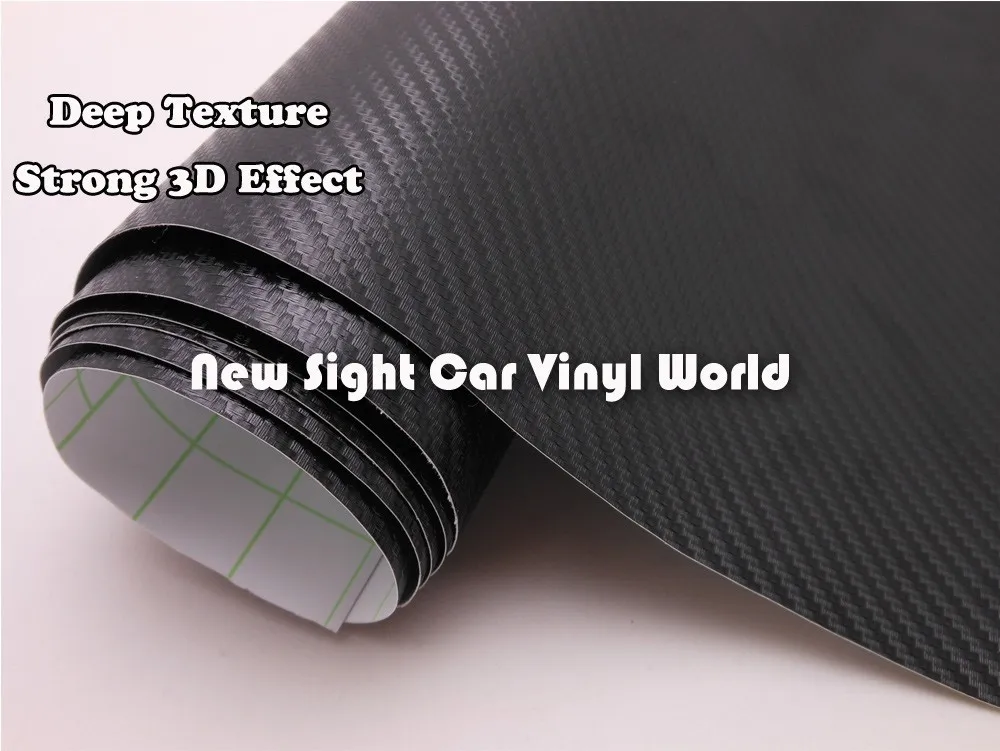 Сильный 3D эффект! Черная 3D виниловая пленка с глубокой текстурой из углеродного волокна для автомобильных стикеров, FedEx слива воздуха