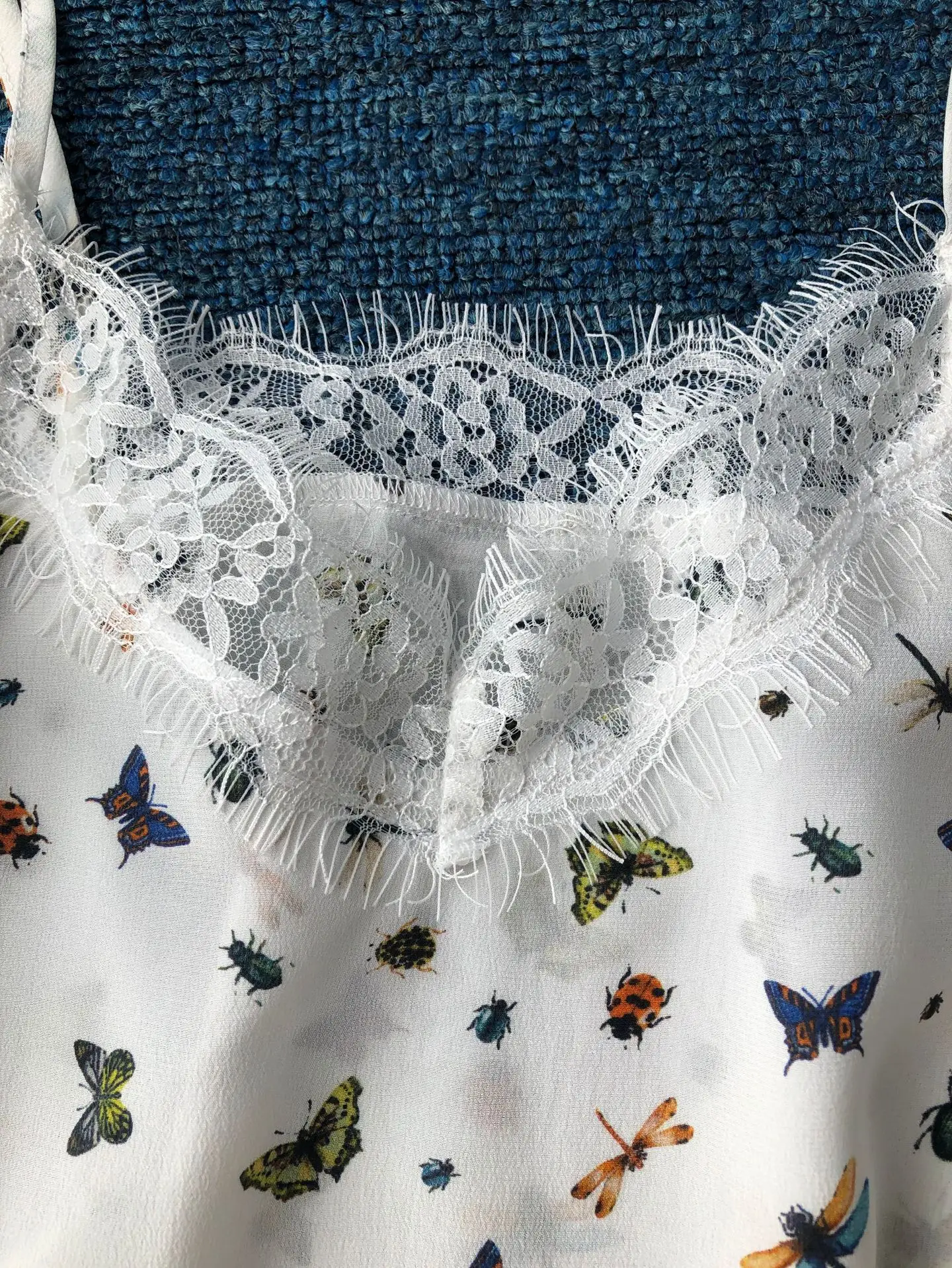 Women Tops Butterfly dragonfly Insect Print Pure Silk Vest