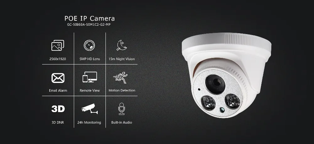 G. Мастер аудио 5MP POE Full-HD IP Камера купол инфракрасный Ночное видение CCTV видеонаблюдение Безопасность P2P пульт дистанционного управления