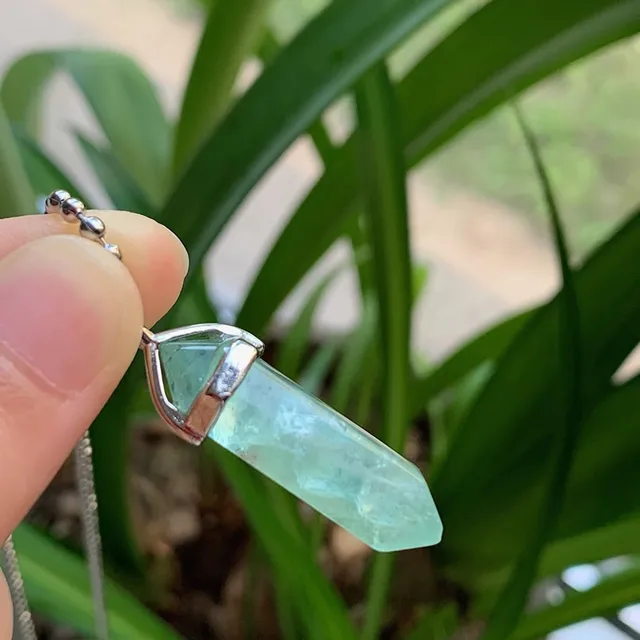 Natural Fluorite Pendant Green | Quartz Stone Pendant Necklace