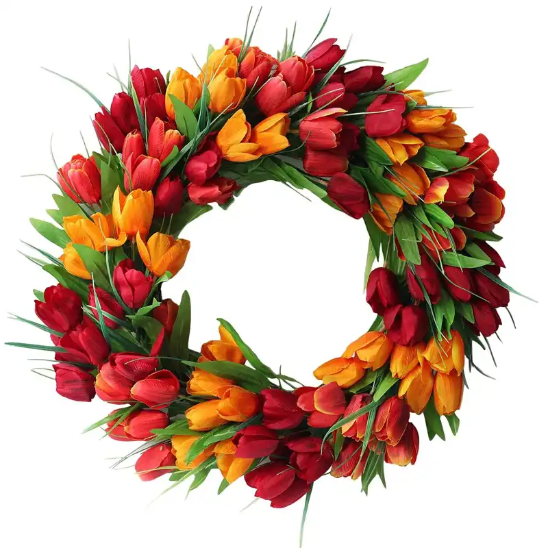 Door Wreath Artificial Tulip Flower Wreath Spring Summer Garland For Front Door Wall Window Wedding Party Home Decor Wreaths Garlands Aliexpress