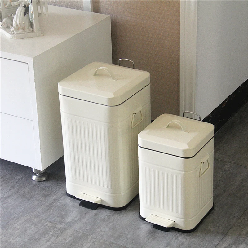 

Cute White Waste Bin Living Room Nordic Retro Waterproof Creative Food Waste Bin Metal Kitchen Kosz Na Smieci Home Products 60