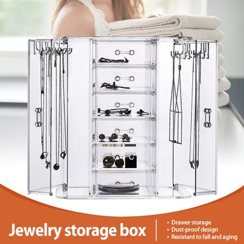 

Dustproof Acrylic Earrings Ring Display Stand Rack Holder Jewelry Storage Box Drawer Necklace Bracelet Organizer Case 4 Layers