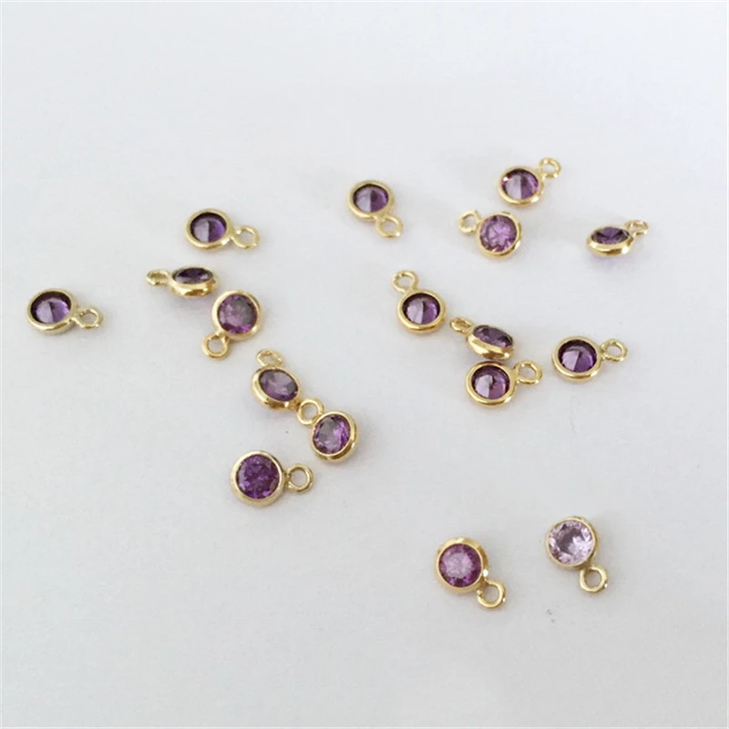 14K Gold Filled Birthstone Bezel Drop Charm 3MM Pendant AAA Zircon Charm For Necklace Earring DIY Jewelry Findings Accessories
