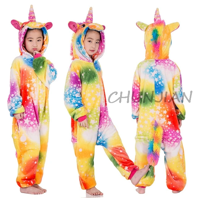 Модные» и «Единорог», детские толстовки с капюшоном и Косплэй животного панды Пижама-Слон, Детское Белье для сна для 4-12Years Пижама с рисунками животных - Цвет: LA12