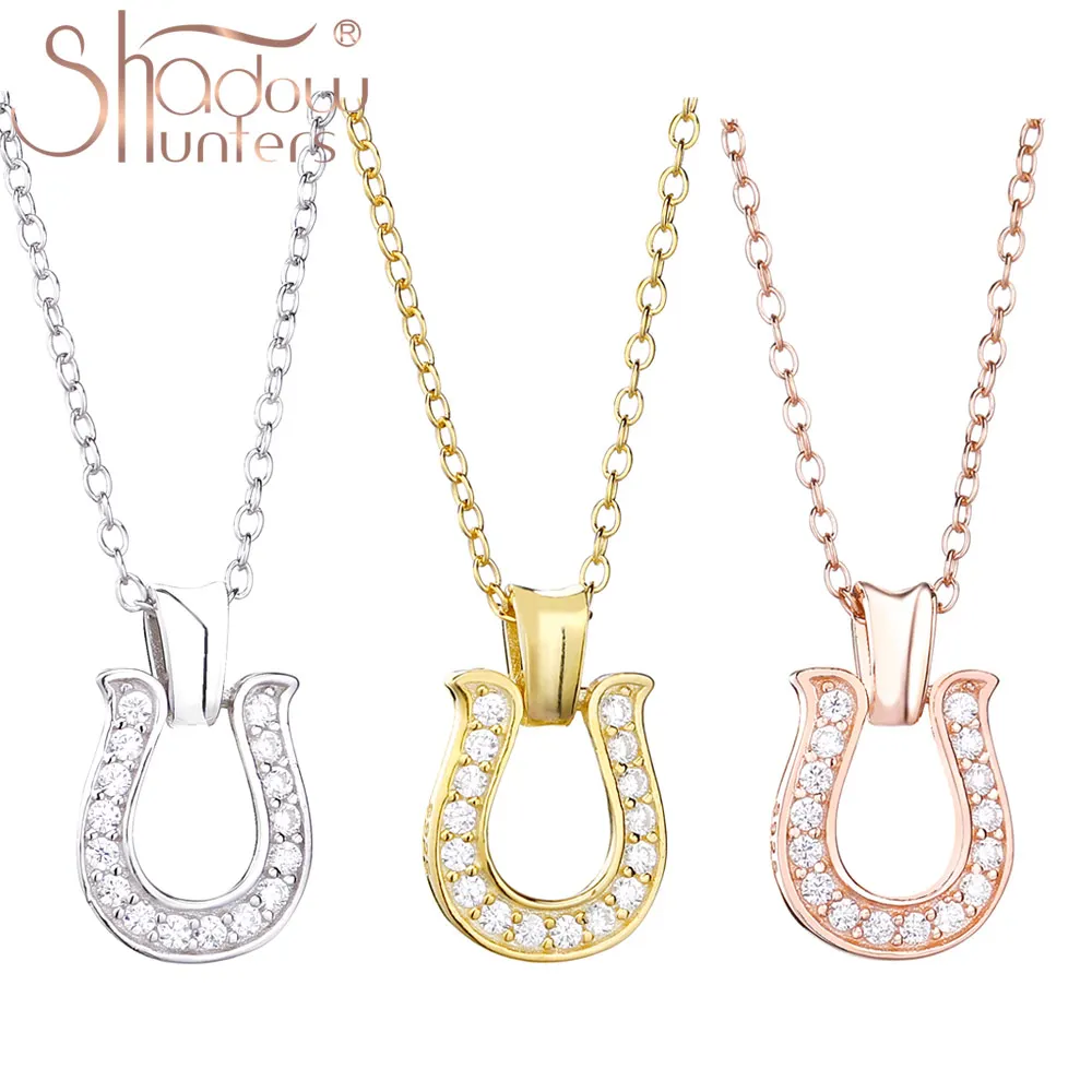 Ожерелье с подвеской SHADOWHUNTERS Horseshoes прозрачной длинной цепочкой CZ Coiller Femme из