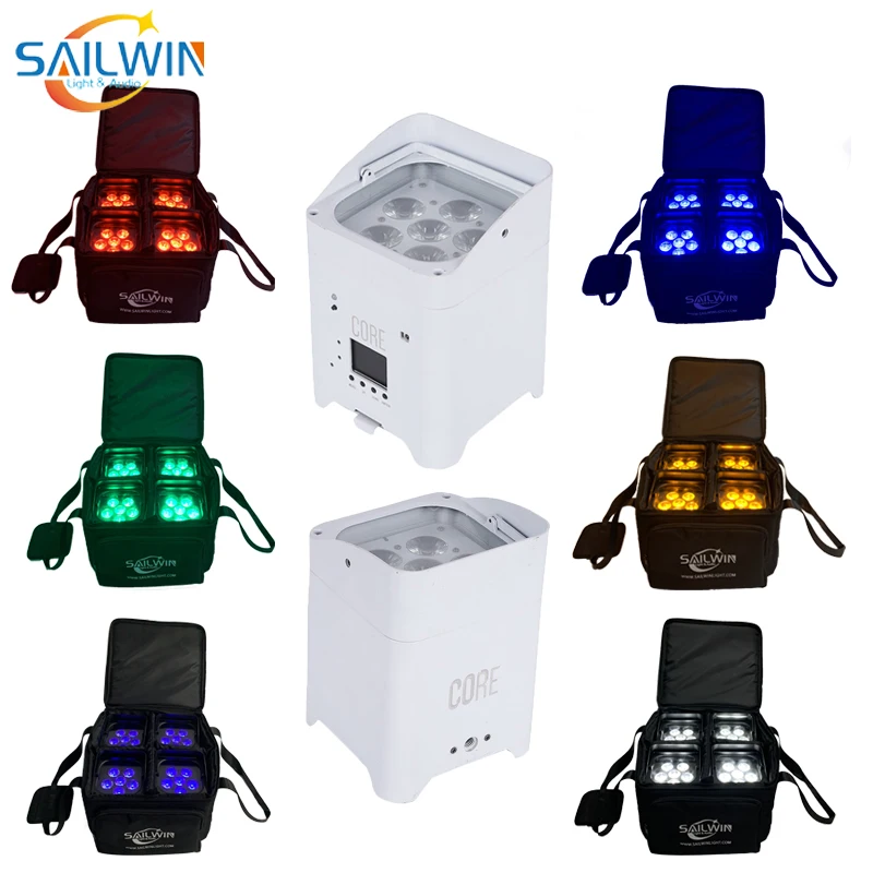 

4in1 6X18W RGBWA+UV 6in1 APP Phone Control Battery Powered Stage Lights LED Uplighting DJ Lighting Flight Case Travel Bag