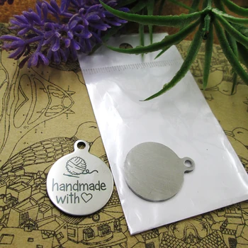 

20pcs--"Handmade with love"stainless steel charms 5 styles for choosing DIY Charms for necklace bracelets