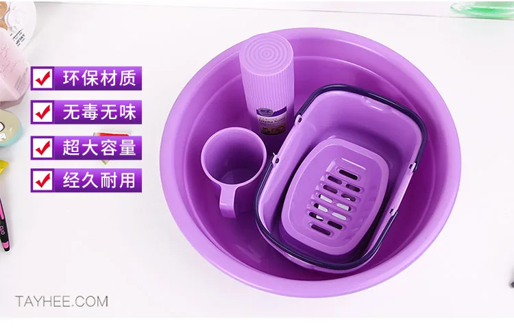TAYHee Washed Five-Piece Wash Basin Toothbrush Case Soap Box Storage Basket Cups Students Bathroom School Five Pieces Set