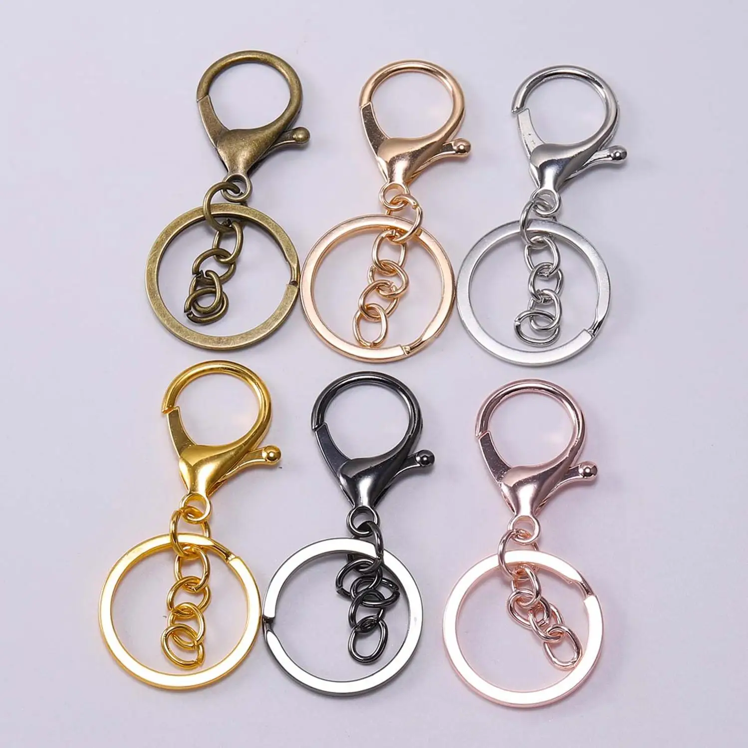 32pcs Keychain Hooks With Key Rings For Diy Jewelry Making (16pcs Lobster  Clasps + 16pcs Split Rings)