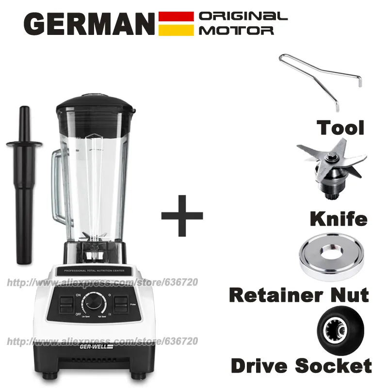 With Extra 4 Parts EU/US/UK/AU Plug немецкий мотор профессиональный блендер, соковыжималка для смузи, кухонный комбайн с BPA FREE Blender Jar(64 oz - Цвет: With Extra 4 Parts