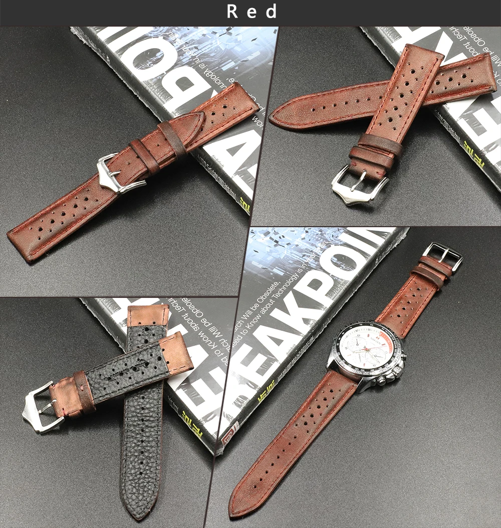 High Quality Genuine Leather Watch Band Strap 20mm 22mm 24mm Porous Breathable Handmade Stitching Watch Bracelet Accessories High Quality Genuine Leather Watch Band Strap 20mm 22mm 24mm Porous Breathable Handmade Stitching Watch Bracelet Accessories