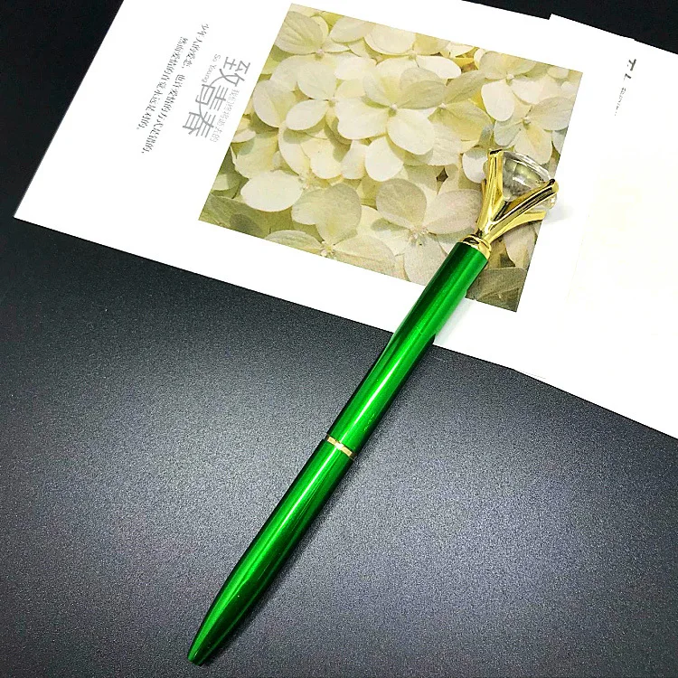 20 видов цветов шариковая ручка большой драгоценный камень металлическая шариковая ручка синяя и черная волшебная ручка с большим бриллиантом кавайные канцелярские принадлежности для студентов - Color: White