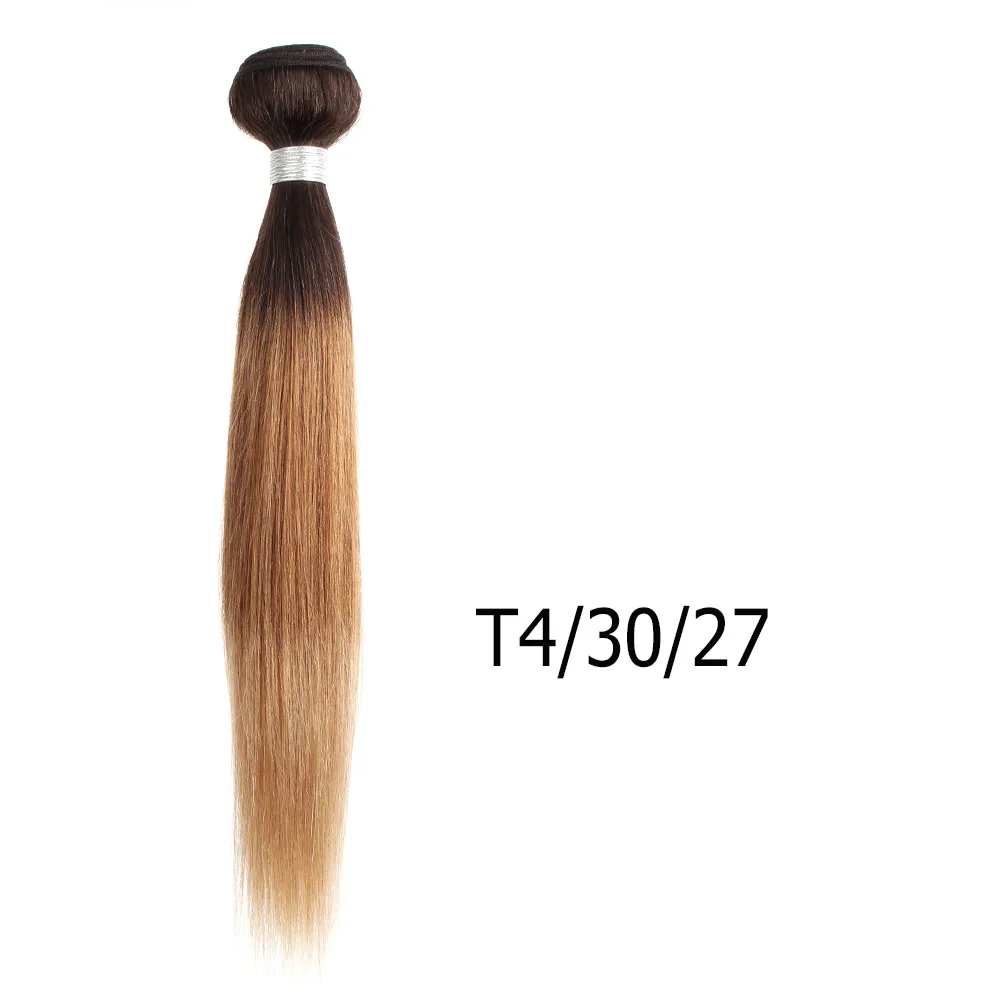 MOGUL HAIR T 1B 27 Омбре медовый блонд волосы на Трессах 3/4 пучков индийские прямые волосы не Реми человеческие волосы для наращивания 10-24 дюймов - Цвет волос: T4/30/27