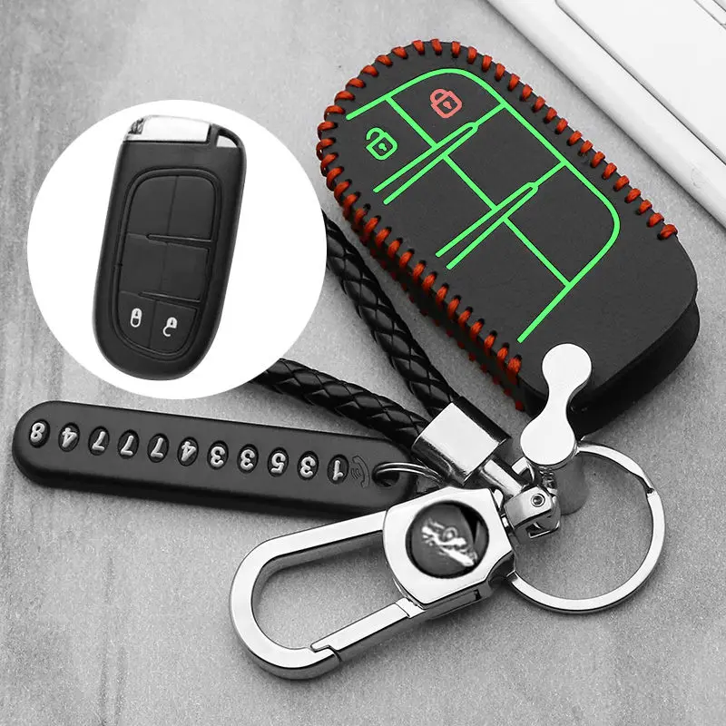 Светящийся подлинный кожаный автостайлинг 2 смарт-Кнопка чехол для Jeep Compass/Grand Cherokee для Фиат виаджио/Ottimo M19 - Название цвета: C