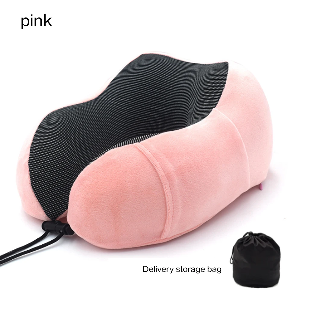 Pink U U-образные подушки для шеи из пены с эффектом памяти, мягкие медленные подушки с эффектом отскока 30*28*14 см, постельные принадлежности для здоровья шейки матки, Прямая поставка, подушка для путешествий - Цвет: Pink U
