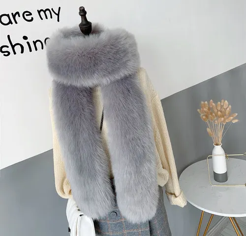 grey Удлиненные шарфы из искусственного меха кролика длиной 180 см, вечерние меховые шарфы для косплея, пушистые теплые меховые накидки, зимние длинные меховые шали DIY - Цвет: grey