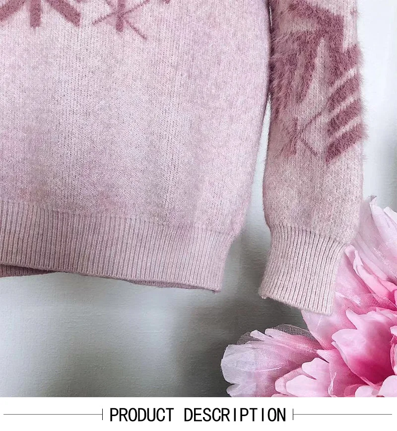 Hirsionsan Christmas Mohair Sweater Women Thicken Snowflake Pullover Winter Knitted Vintage Kawaii Soft Warm Casual Female Tops